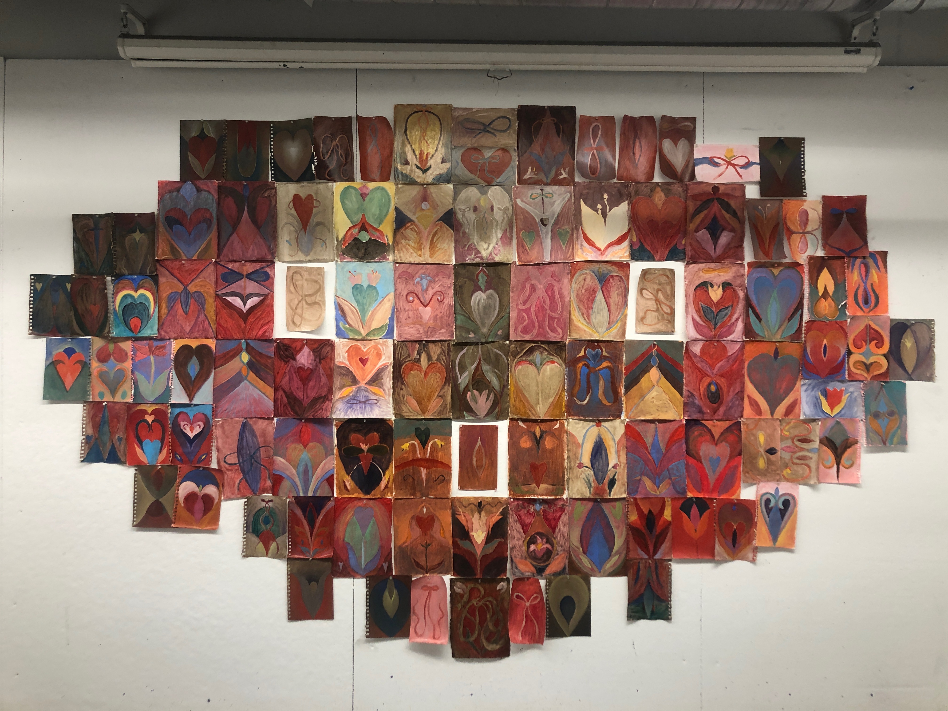Love, version ii, oil on paper, approx 6’x9’, 2019