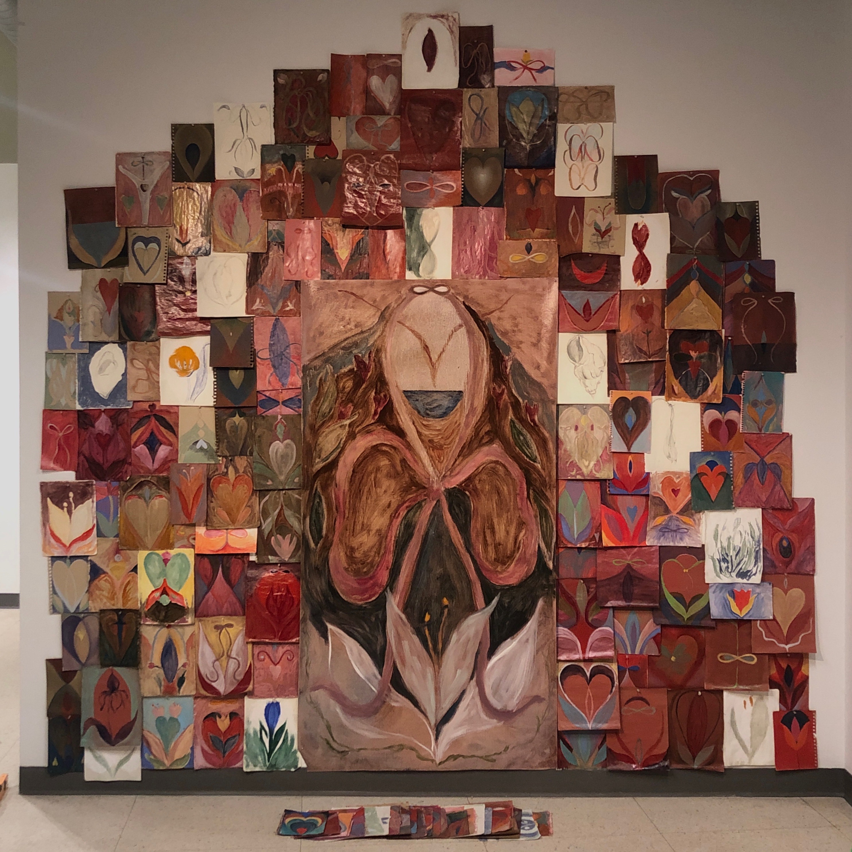 Love, oil on paper and cardboard, approx. 10’x10’, 2019