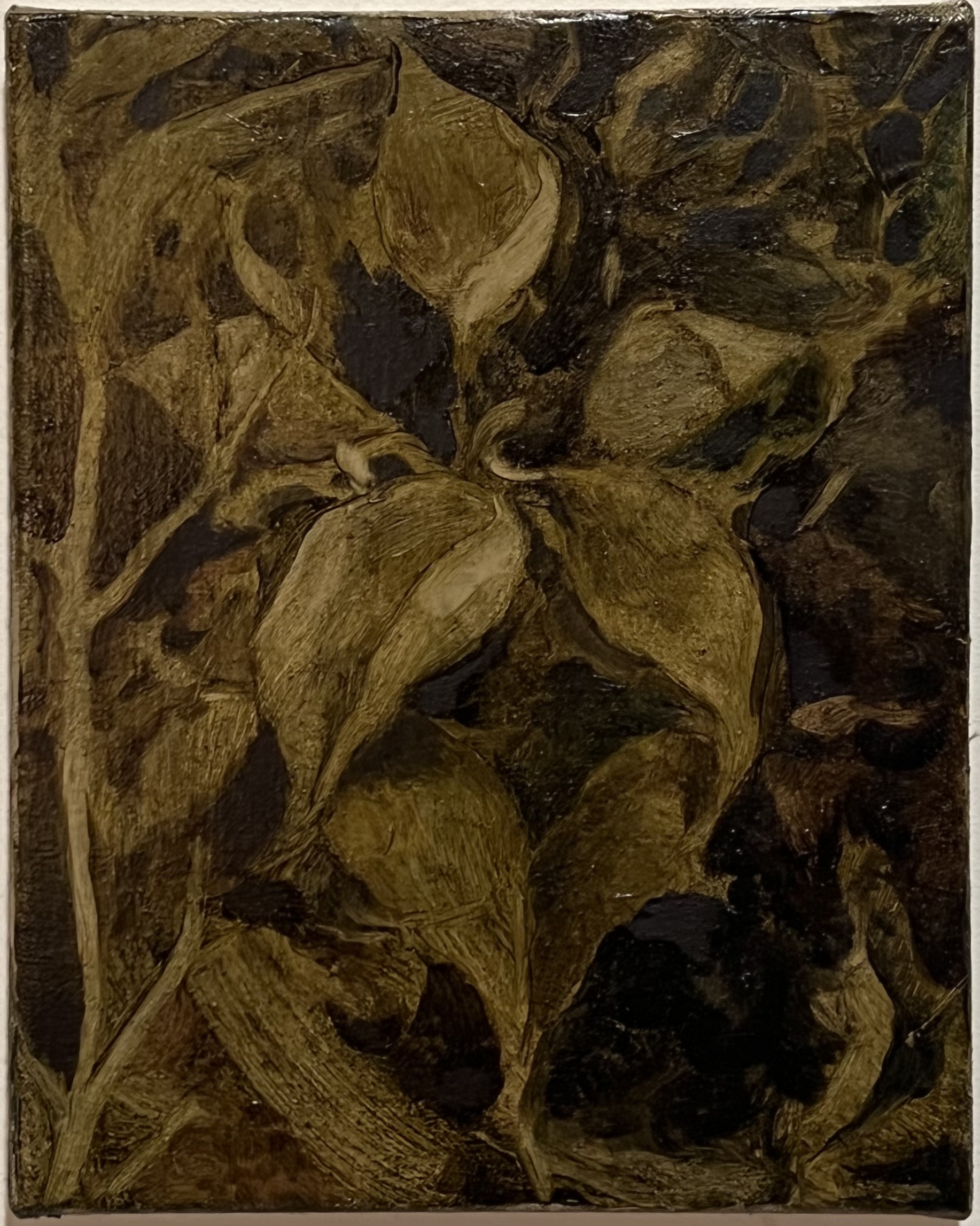 Sam’s Leaves I, oil on canvas, 8”x10”, 2023
