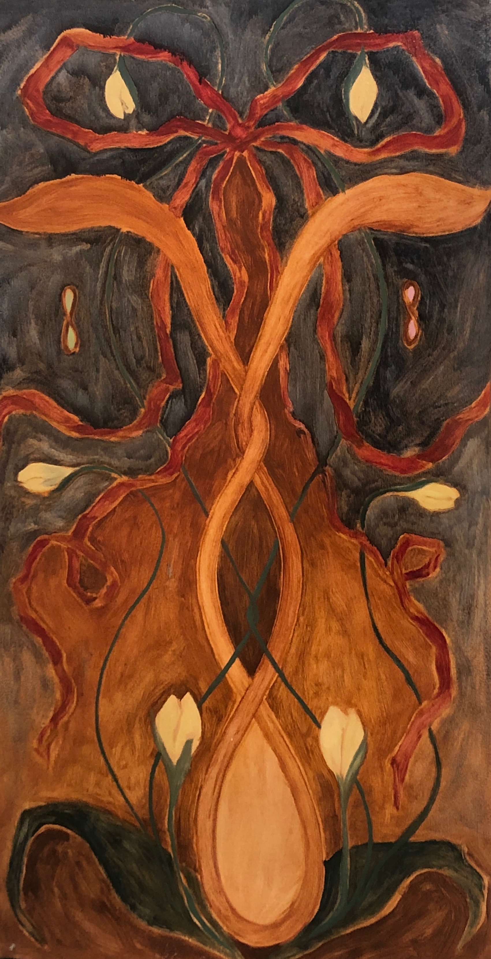 Figure 1, oil on cardboard, 3’x5’, 2019